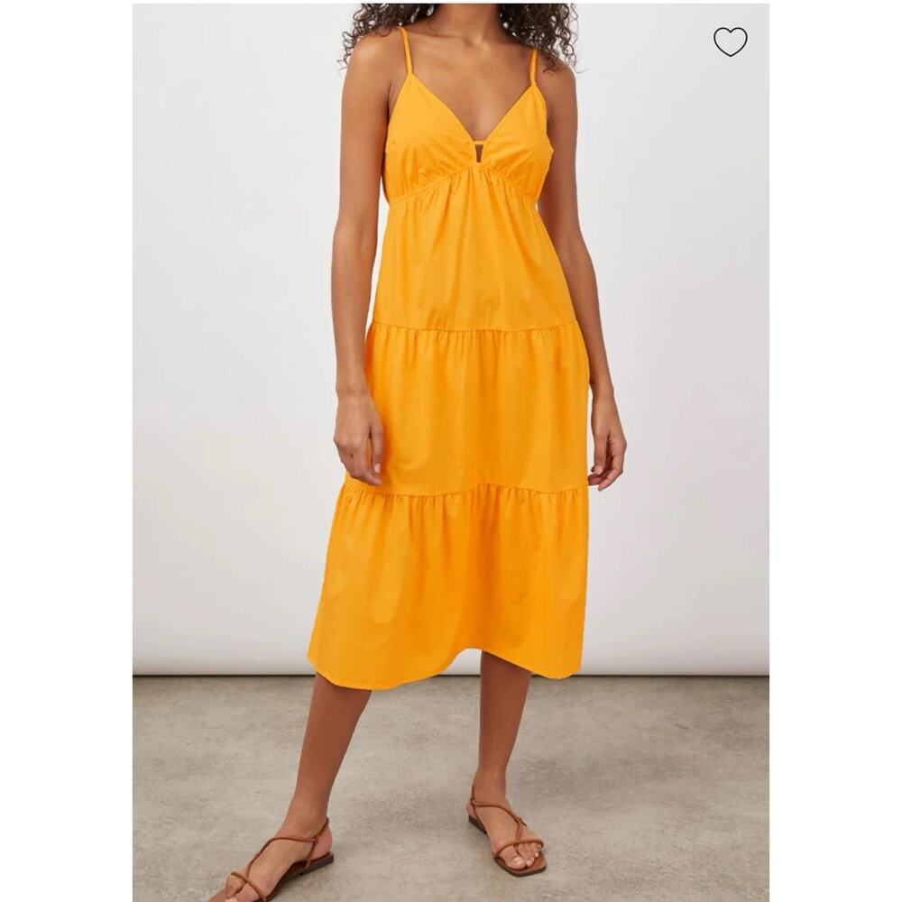Rails Avril Sleeveless Tiered Midi Dress SMALL Marigold Women’s.‎ Retail $228